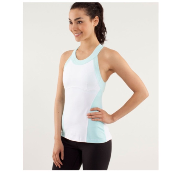 LULULEMON Run: Make It Count Tank White/Aquamarine Size 6 - Picture 2 of 14